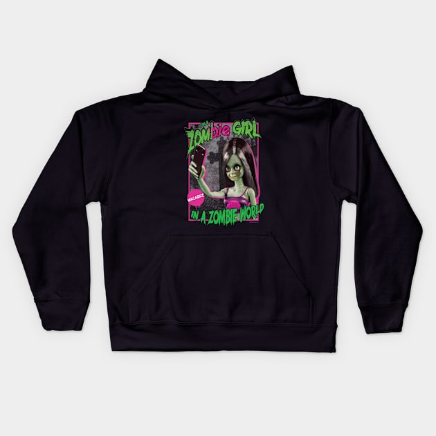 Zombie Girl Kids Hoodie by Daily Detour